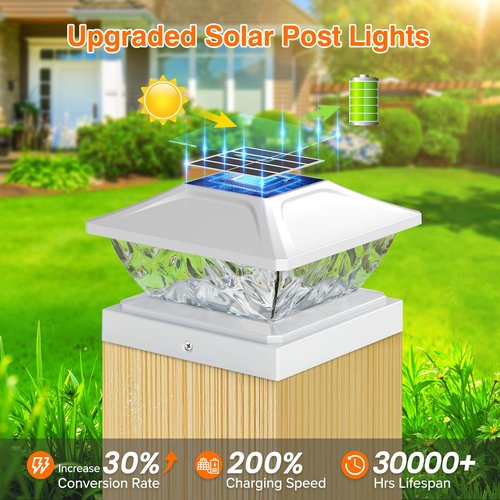ENSLI Solar Post Cap Lights Outdoor 6 Pack, 2 Mode Bright Fence Post Solar Lights Outdoor Waterproof, Deck Fence Post Cap Light Solar Powered for 4x4 4.5x4.5 5x5 Posts in Garden Decor