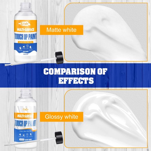 Touch Up Paint - 3.5oz Matte and 3.5oz Gloss White Touch Up Paint Pen for Repairing Scratches, Chips, Cracks on Tubs, Tiles, Enamel, Acrylic, Multi Surface Touch-Up Paint for Walls, Floors, Furniture
