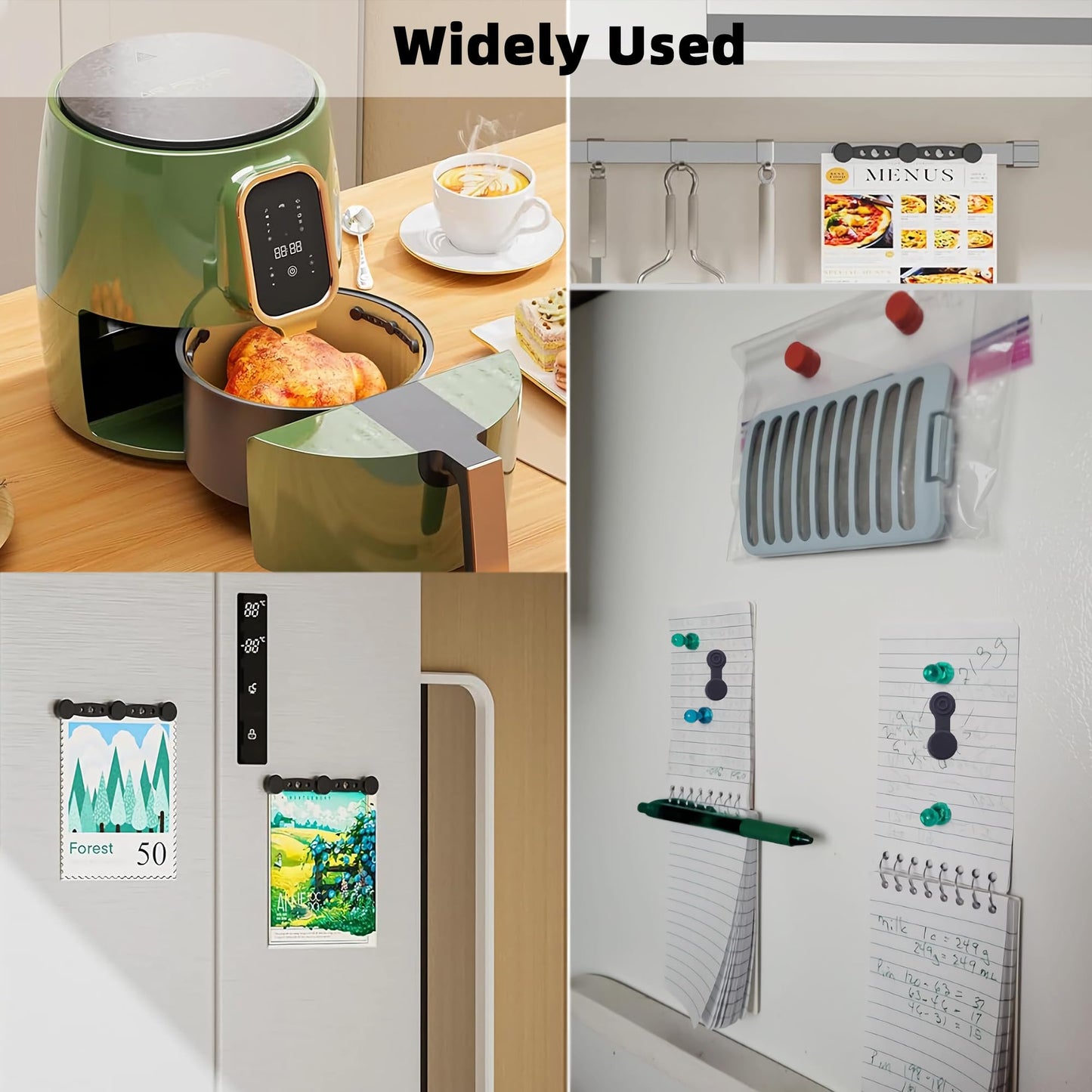 6Pcs Air Fryer Magnet Silicone Buckle for Holding Down Parchment Paper Liner，Keep Air Fryer Paper Liners in Place Prevent Burning (BLACK, 2Set 6Pcs)