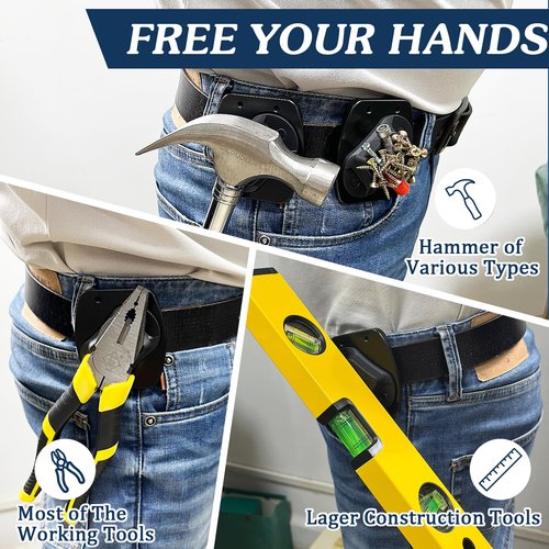 2-Pack Magnetic Tool Holder, Full Metal Magnetic Belt Clip Holster for Screws,Nails,Hammer,Pliers,Spanner and Any Magnet Hardware, Great for Electricians, Plumbers, Carpenters