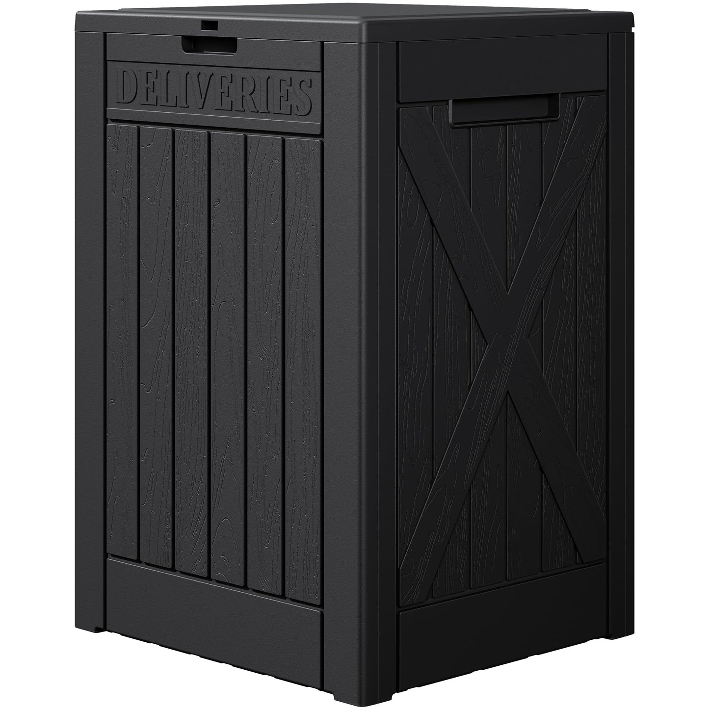 Devoko 48 Gallon Package Delivery Box Outdoor Secure Lockable, Waterproof Deck Box PP Material Storage Container for Porch, Deck (Black, 48 Gallon)