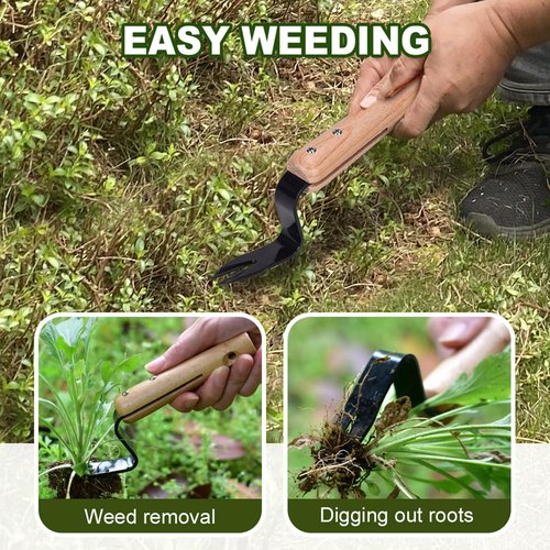 Weeding Root Lifter, Garden Hand Weeding Tool, Weeding Tool Weed Remove Tool for Lawn/Yard, Angle for Easy Weed Removal and Deeper Digging Digs deep to Roots Stainless Rust Proof Steel (Silver)