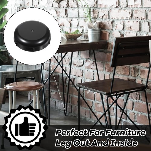 YBEATY 24 PCS Wrought Iron Patio Furniture Feet Caps 1.5 Inches Round Black Plastic Patio Chair Leg Caps Outdoor Chair Leg Floor Protectors Furniture Replacement Feet for Metal Tables Chairs