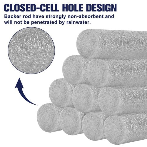 59FT Length Backer Rod Foam Caulk Saver for Concrete Filling, Joints and Gaps, 3/8 in Diameter x 59FT Length (Grey)