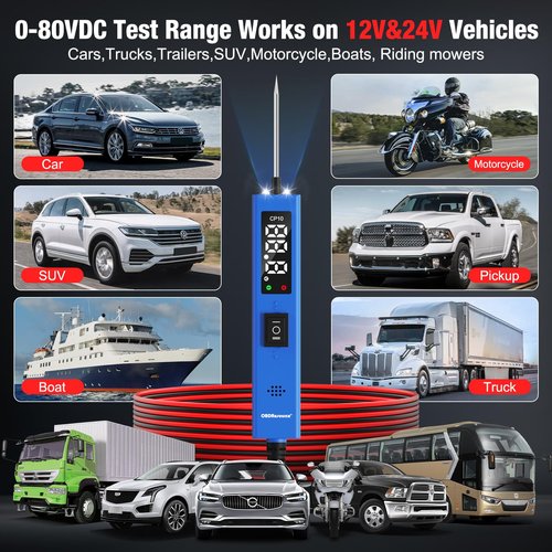 OBDResource Test Light Automotive, Power Circuit Probe Tester, 12V - 24V Car Fuse Tester with Test Light & LCD Display, Automotive Short Circuit Located and Component Activated, Overload Protection