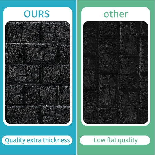 Umedol 40 PCS 3D Wall Panels Peel and Stick Faux Foam 11.8"*11.8" Black Brick Wallpaper for Walls 3D Wall Tiles Faux Brick Paneling Self-Adhesive Wallpaper for DIY Interior Wall Decor