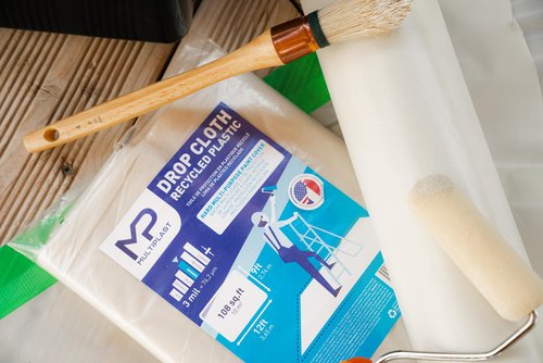 MULTIPLAST Drop Cloth Recycled Plastic SHEETING Professional-Quality Painters' Plastic SHEETING - SITE Protection 3 mil - 9 x 12 ft - Premium Quality Thickness