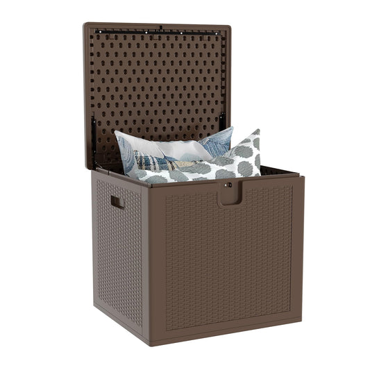 80 Gallon Outdoor Storage Box Waterproof, Lockable Resin Deck Box, Patio Deck Storage Box For Package Delivery, Square Deck Box Container for Furniture Cushions, Garden Tools, Pool Accessories