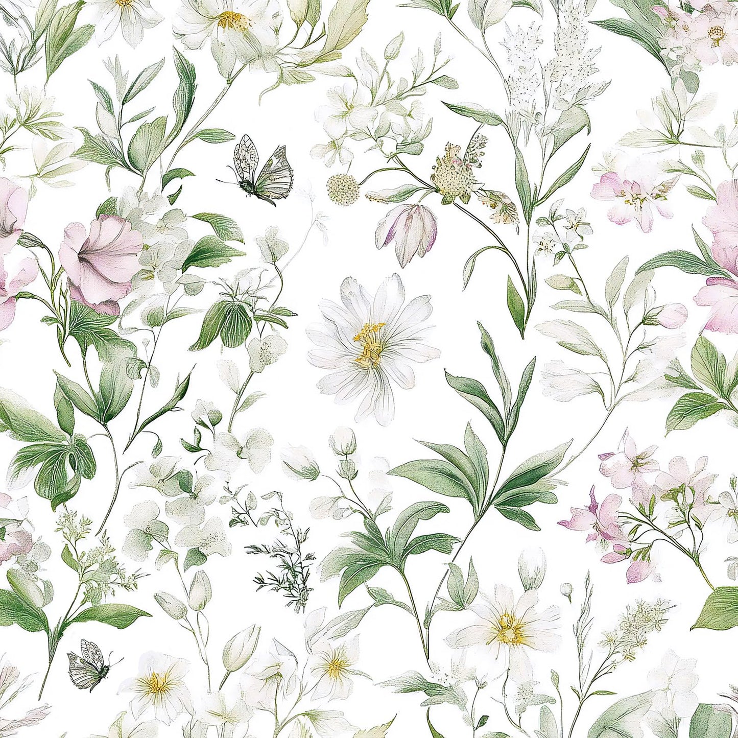 Livebor Floral Peel and Stick Wallpaper Floral Boho Contact Paper 16.9" x 118.1" Green Leaf Flower Wallpaper Peel and Stick Butterfly Botanical Self Adhesive Wall Paper for Bathroom Cabinets Vinyl