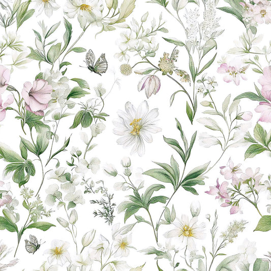 Livebor Floral Peel and Stick Wallpaper Floral Boho Contact Paper 16.9" x 118.1" Green Leaf Flower Wallpaper Peel and Stick Butterfly Botanical Self Adhesive Wall Paper for Bathroom Cabinets Vinyl