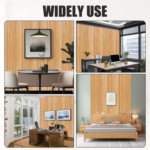 Bamboo Wall Panel for Interior Decoration Bamboo Pole Wrap Roll Natural Wainscoting Paneling Decorative Wall Slat Covering for Living Room, Kitchen, Bedroom, Office (16 Inch x 96 Inch, Carbonized)