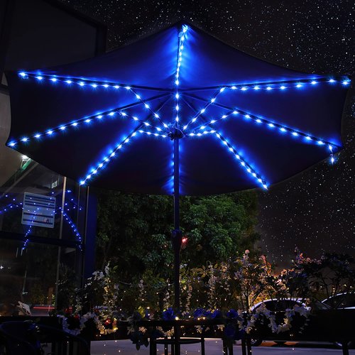 Patio Umbrella String Lights with 16 Color Changing and 12 Modes, Remote Control 104 Ultra Bright LED Beads Waterproof Battery and USB Operated with 8 Light Strings for Patio Umbrellas Camping Tents