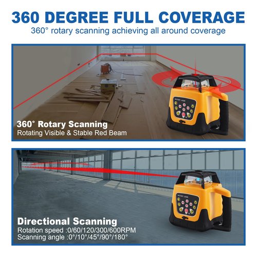 Iglobalbuy Self Leveling Rotary Laser Level System Kit with Surveying Tripod + Aluminum Grade Rod 16.4Ft, Red Beam Automatic Self-leveling Transit Laser Level Grading Rotating Lasers for Construction