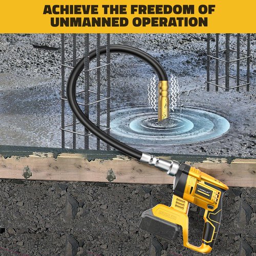 Handheld Concrete Vibrating Tool for Dewalt 20V Battery, 600W Cordless Electric Concrete Vibrator with 3.8ft Shaft Rod, 6000RPM Portable Pencil Cement Vibrarator Remove Air Bubble and Mix Concrete