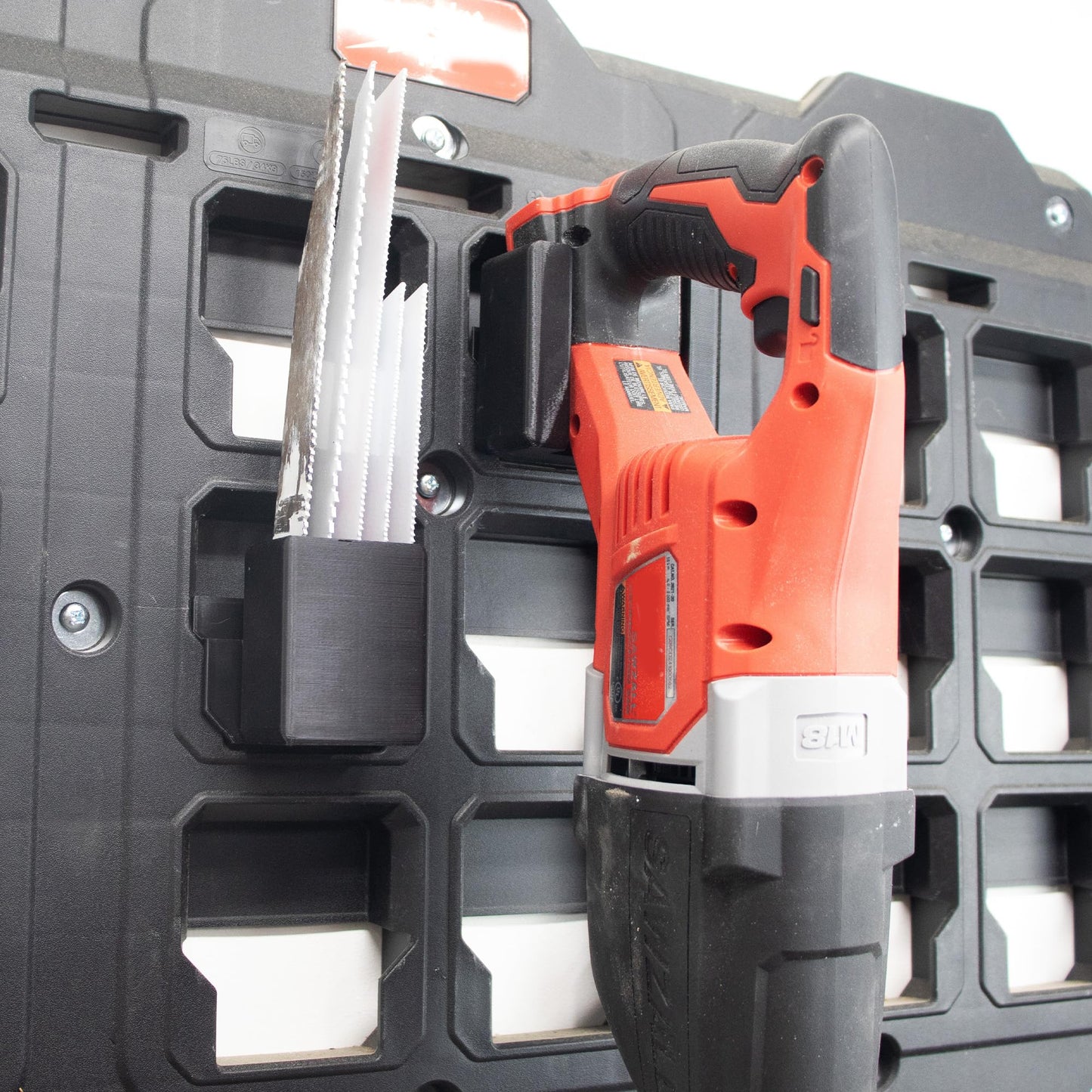 Packout Accessories M18 Milwaukee Sawzall Mount for Packout Wall, Black, Small, Wall Mount, Garage/Workshop