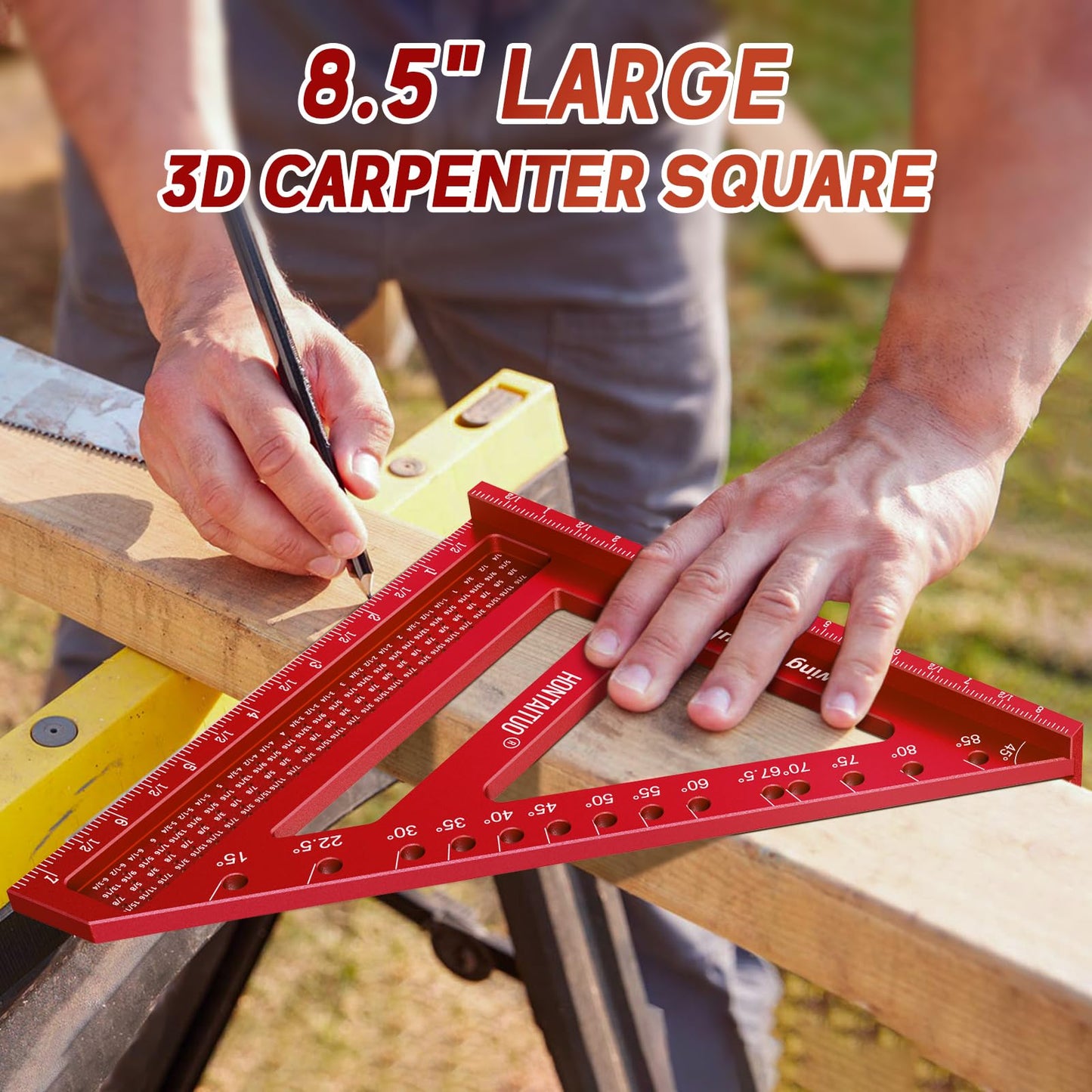8.5 Inch Large Carpenter Square – Multi-Angle Measuring and Marking & Creating Spacing Marks,15-90 Degrees Angle Marking Square,Marking Gauge