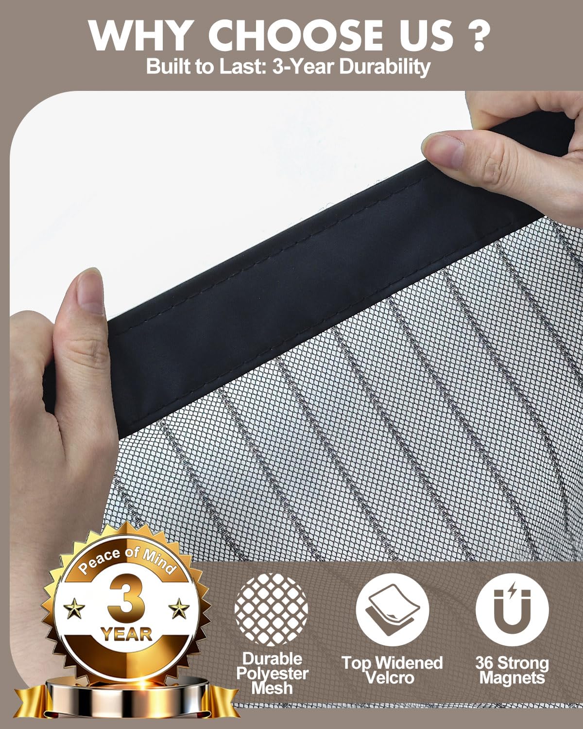 Magnetic Screen Door, Self Sealing & Hands Free Screen Door with Heavy Duty Mesh, Pet & Kid Friendly Screen Door Mesh Keeps Bugs Out, Easy Install with Straps (38"×83" (Fit Door Size 36"×82"))