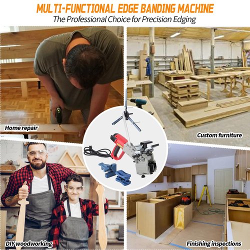 Helivivfy Edge Bander Woodworking Edge Banding Machine,110V Portable 2000W Edge Bander for Straight & Curved Edges, with Temperature Control