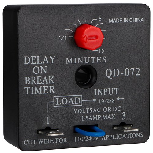 Weasch Delay On Break Timer, QD-072, 0.03 to 10 Minutes Adjustable Delay, 18-240 VAC OR DC (1)