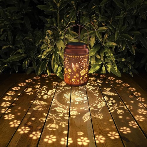 Tepaken Solar Lanterns Outdoor Waterproof Hummingbird Garden Decor Gifts for Women Mom Grandma Hanging Solar Lights Metal Solar Decoration Outside for Yard, Patio, Backyard, Porch