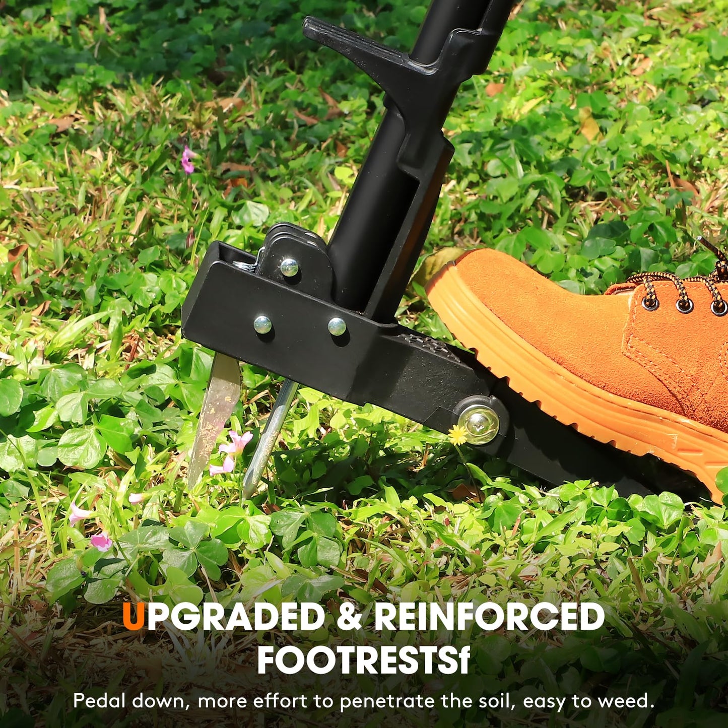 Tovve 4-Claw Weed Puller Tool, 42" Stand Up Gardening Hand Weeding Tool, Upgraded Iron Claw Garden Weeder with D-Handle, Root Weeder Tool with Weed-Eject Design - Standing up Mowing is Easier