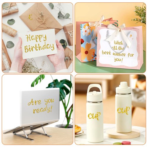 648 PCS Gold Letter Stickers Glitter Alphabet Stickers 1 Inch Self Adhesive Waterproof Vinyl Small ABC Letters for Graduation Cap Water Bottles Cup Mailbox Number Scrapbooking Sign Crafts (8,Gold)