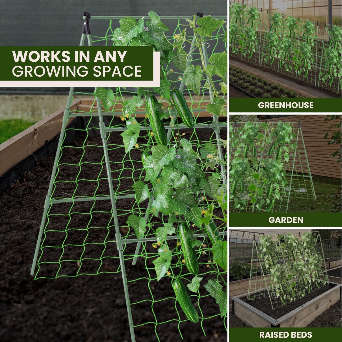 53x53 Cucumber Trellis for Raised Bed - A Frame Vegetable Support - Garden Trellis for Climbing Plants Outdoor - Cucumbers, Pea, Zucchini, Squash, Tomato, Green Bean, Vine, Watermelon, Melon, Pumpkin