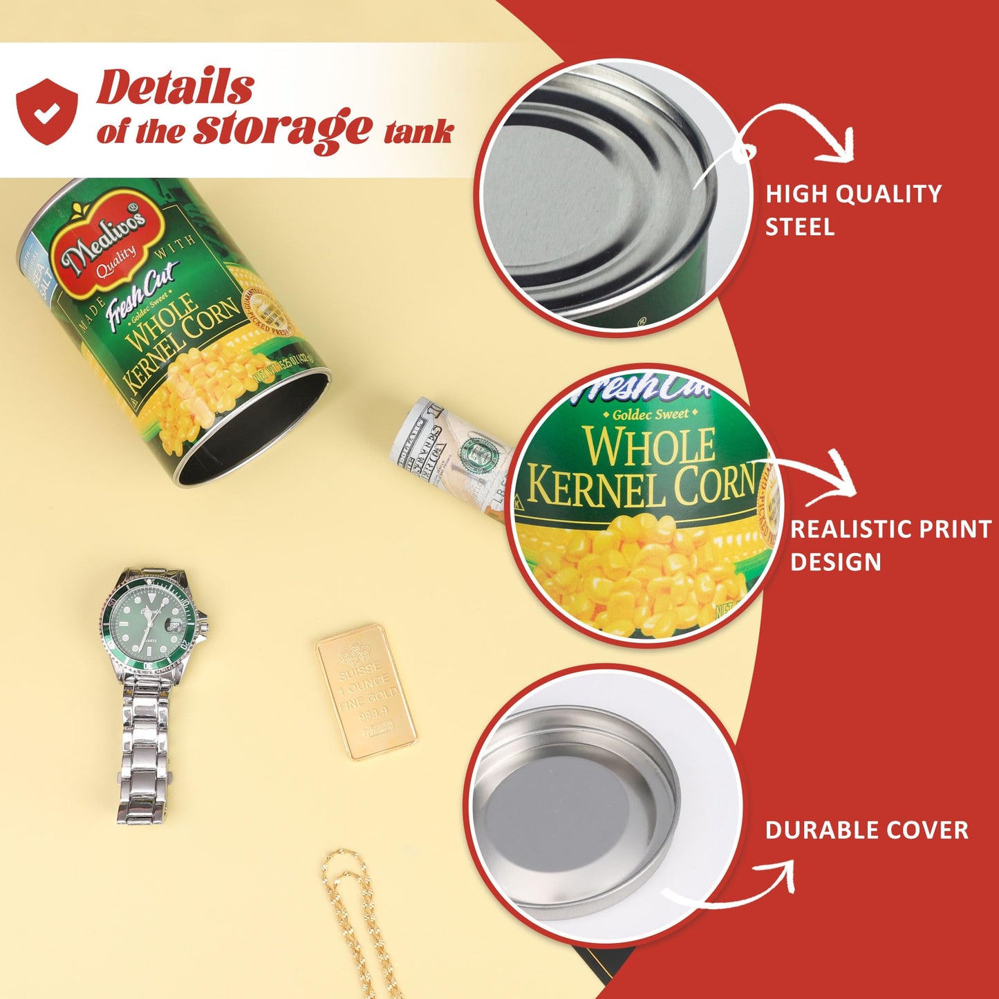 Fake Whole Kernel Corn Can Safes Diversion Secret Stash Safes