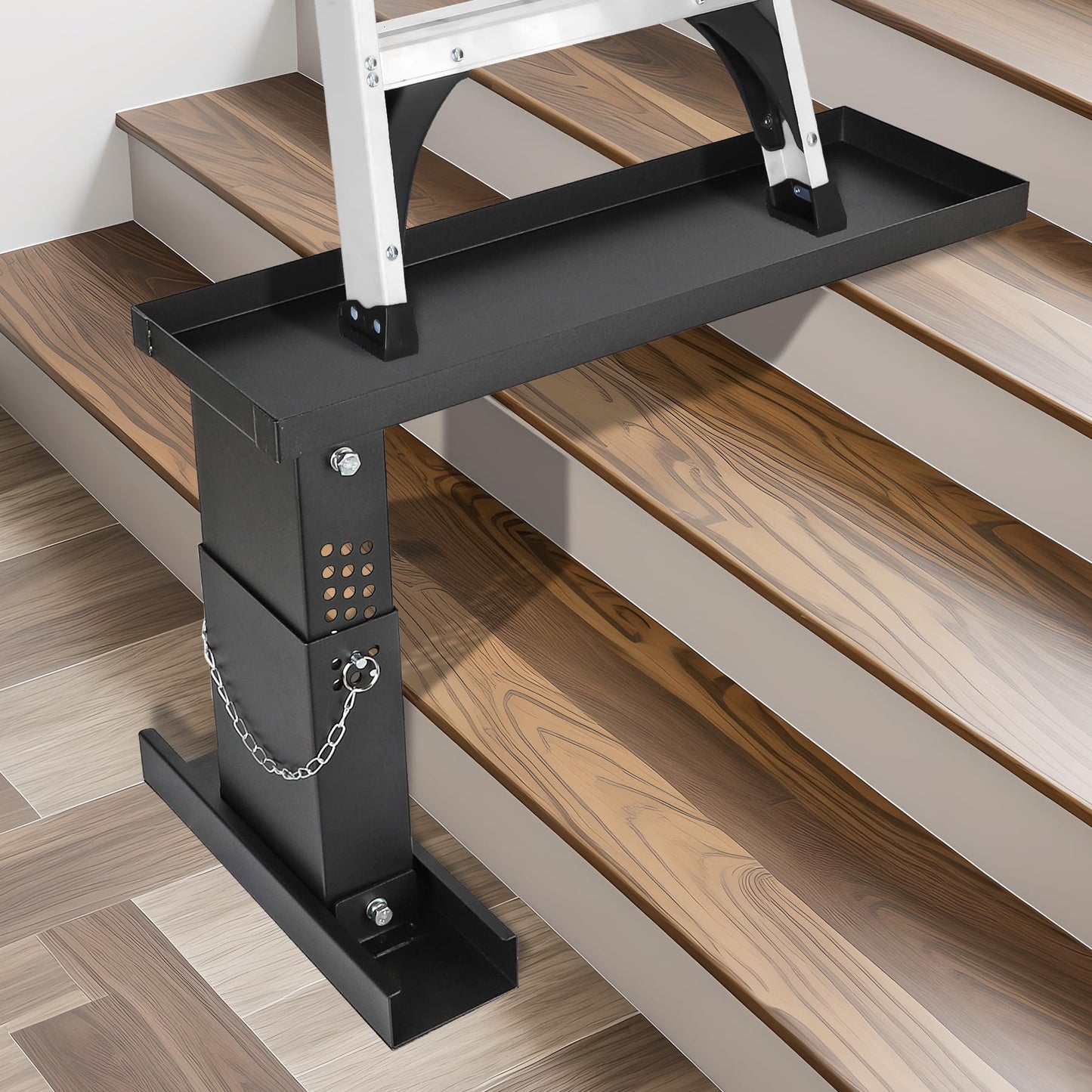 Ladder Extender for Stairs, Heavy-Duty Ladder Levelers for Extension Ladders, Non-Slip Design, 10.2"- 16.5" Adjustable Height, 23.7"L x 7.5"W Platform for Extension/Straight/Telescopic Ladders