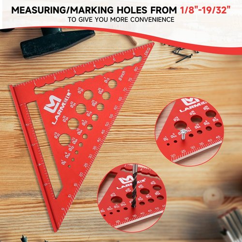 LARMEIL Rafter Square 7 Inch and Framing Square 12 Inch Carpenter Square Set, Woodworking Square Tool, Aluminum Squares Metal Ruler for Woodworking
