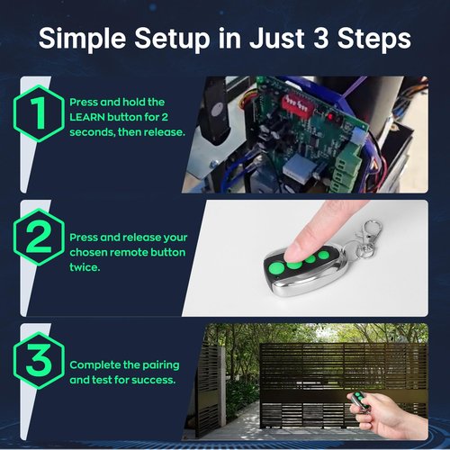 M12 Remote Control 4-Button Transmitter for Swing/Sliding Gate Opener, Compatible with Lockmaster, Topens, Casar, Wireless Key Transmitter Key Fobs Security Gate Controller with Keychain (2-Pack)