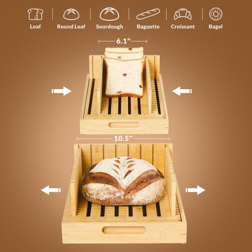 LukieBoee Homemade Bread Slicer - NEW Upgraded Bread Slicing Guide with Knife-Precision-Cut Grooves, 10.5″ Adjustable Large Wide Capacity, Reinforced Structure, Perfect for Artisan Loaves