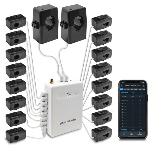 Smart Home Energy Monitor with 16 50A Circuit Level Sensors, Measure Power Usage in Real-Time, History with App (16 50A Circuit Level Sensors) - Compatible with Home Assistant