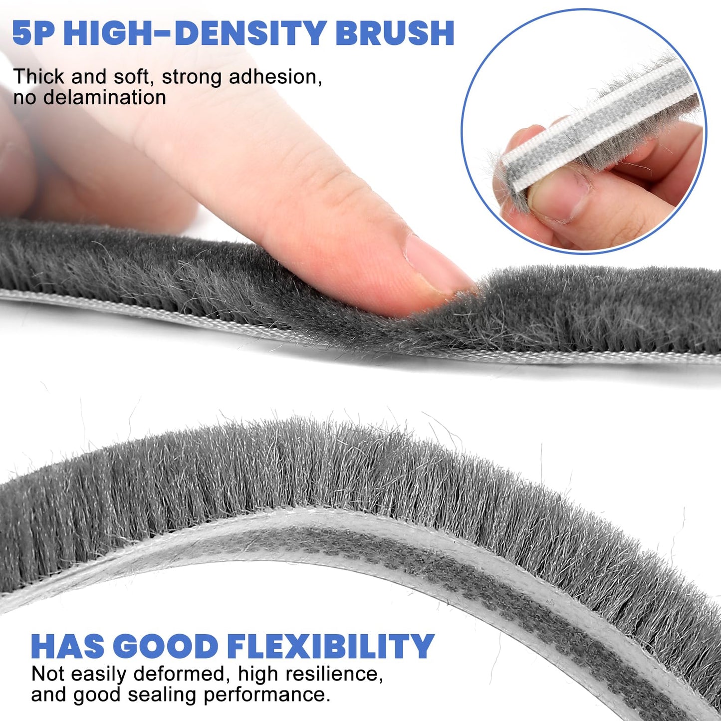 33 Ft Gray Self-Adhesive Weather Stripping - Soundproof, Draft Stopper for Doors & Windows | 0.35" W x 0.2" T