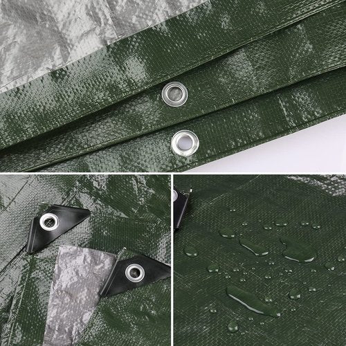 Onarway Poly Tarps Waterproof for Outdoor: Green Tarpaulin 6Mil Thicken 10x10 Ft 2Packs- Anti-UV Waterproof Tarp Cover with Grommets Multipurpose for Boat Pool Roof Camping