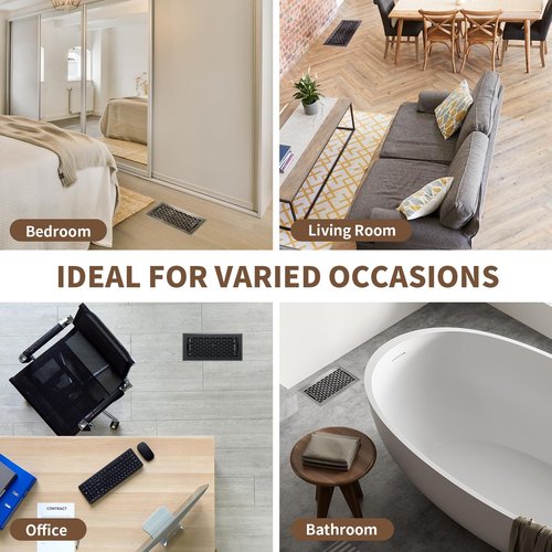 SANYCASA Floor Register 4x10 Inches - Heavy Duty Walkable Steel Floor Vents - Ease Adjust Air Flow Direction Floor Registers - Satin Nickel Floor Vent Covers - Boston Design Air Vents for Home