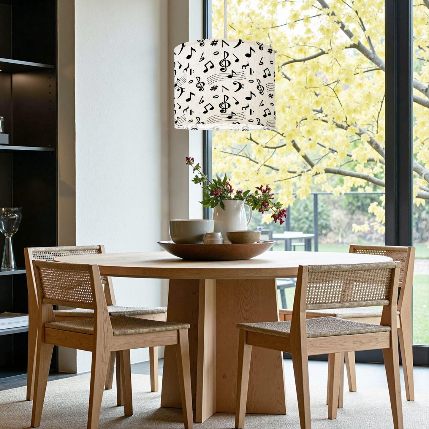 Drum Lamp Shade Abstract music seamless Music note icons drawn seamless retro sound Lampshade for Floor Lamps Table Lamps Pendant Light 11"x8.9" Replacement Linen Large Lamp Shades Easy Assembly