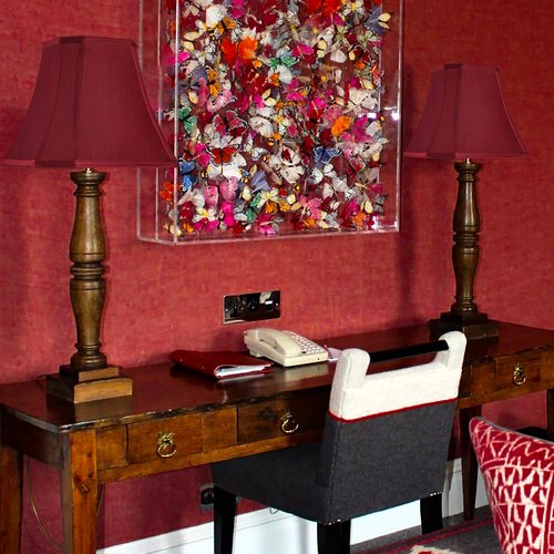GO&SO Burgundy Lamp Shade Square Cut Corner for Table Lamp and Floor Lamp, 8x14x11 Inch Medium Natural Faux Silk, Easy Assembly Required (Single) Red Modern & Victorian Lampshade Replacement