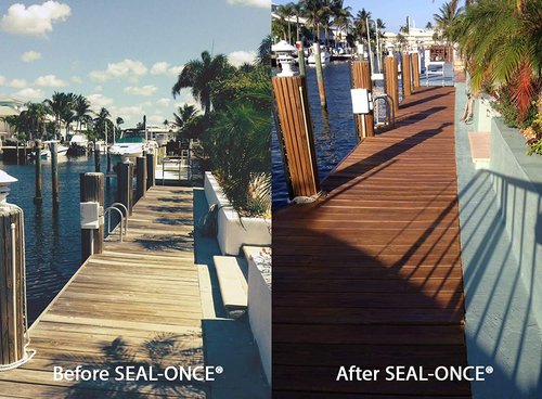 Seal-Once Nano+Poly Penetrating Wood Sealer with Polyurethane - Premium Waterproof Sealant -1 Gallon & Light Brown
