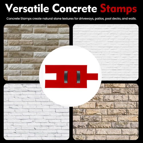 Concrete Stamps Mat, 22x12 in - Professional Grade Pu Concrete Texturing Skin, Concrete Stamp Stone Tile Texture Mat, DIY Slate floor Imprint Seamless for Walls, Ground Outdoor Decorative, Red