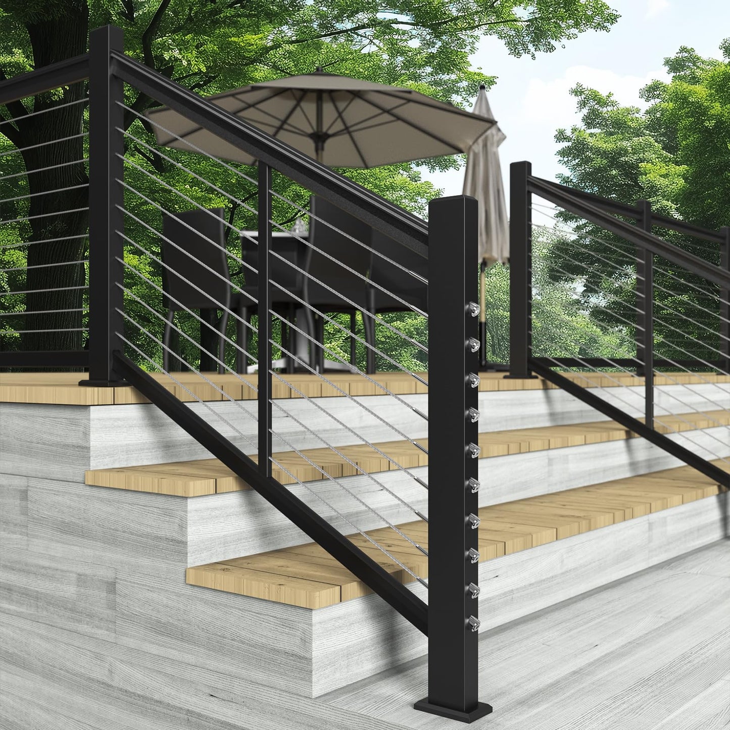 BLIKA 50 Pack Invisible Cable Railing kit, T316 Stainless Steel 1/8" Invisible Receiver and Swage Stud End for Cable Railing, Swage Tensioner 1/8" for Wood/Metal Post, Cable Railing Hardware