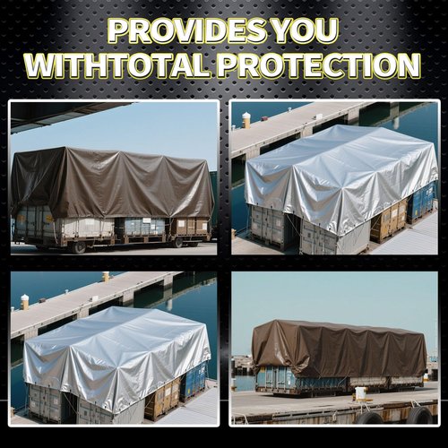 CAMPMAC Tarps Heavy Duty Waterproof 20x30 Ft, 10 Mil Thick, High Durability, Rip, UV Resistant and Tear Resistant with Metal Gromets Every 20 Inches (Silver/Brown - Reversible)