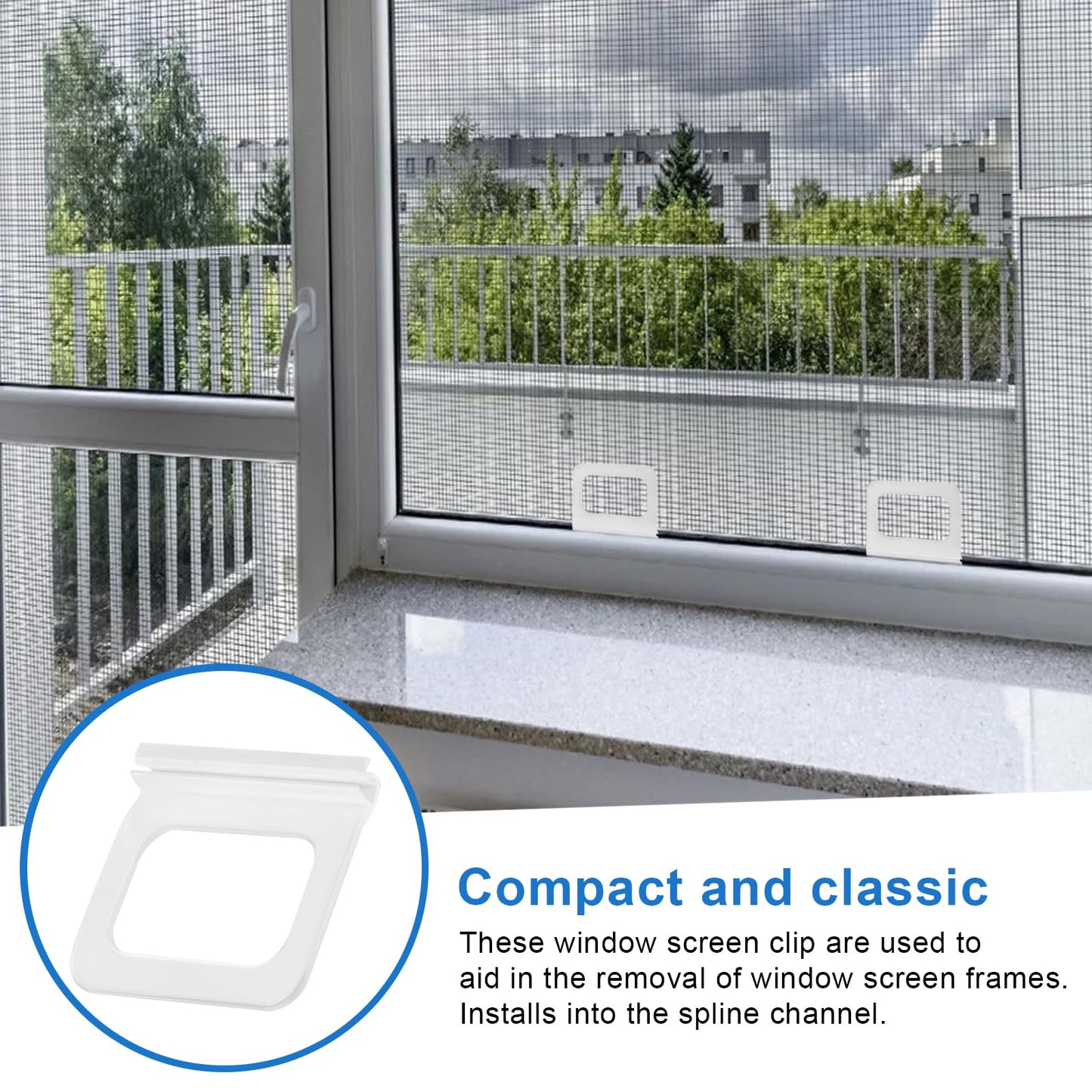 Window Screen Pull Tabs 20 Pack Clear Hollow Flat Spline Channel Pull Lift Tabs Replacement Repair Clips Kit, Window Screen Frame Center Brace Privacy Screen Mounting Tabs