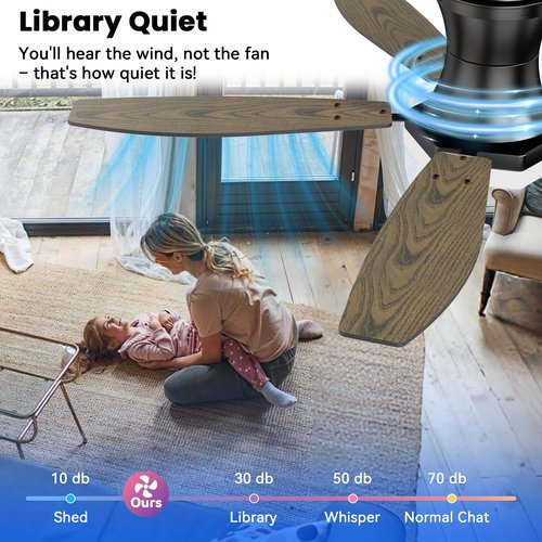 Floisdace Ceiling Fan with Lights and Remote Control,42 Inch Low Profile Flush Mount, Black Ceiling Fan with Quiet Reversible Motor, 3CCT Dimmable LED, Modern Ceiling Fans for Bedroom, Indoor, Outdoor