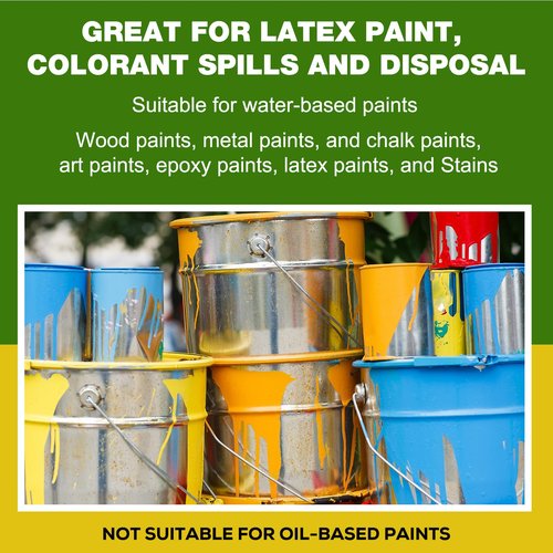 12 Pack Paint Hardener for Disposal - Fast Acting Solidifier for Disposal - Paint Drying Powder for Acrylic & Latex Paint with 12 Pcs 14 Inch Wooden Stir Sticks