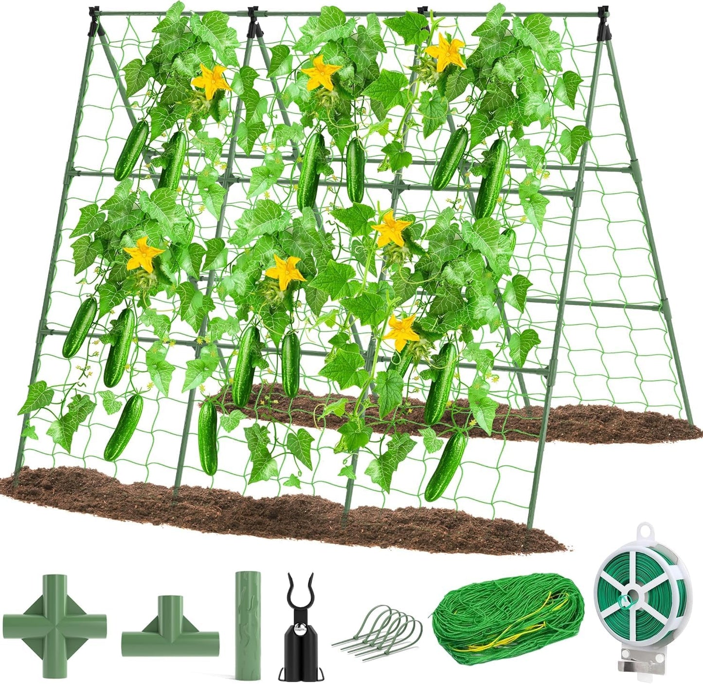 53x53 Cucumber Trellis for Raised Bed - A Frame Vegetable Support - Garden Trellis for Climbing Plants Outdoor - Cucumbers, Pea, Zucchini, Squash, Tomato, Green Bean, Vine, Watermelon, Melon, Pumpkin