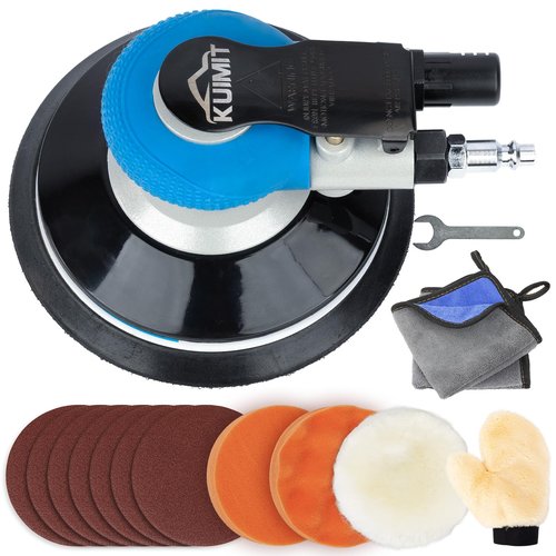 KUIMIT 6" Air Sander Kit - Garage-Ready Dual Action Tool, Car Detailing & Woodworking Hero | Palm-Sized Power w/Free Tool Kits