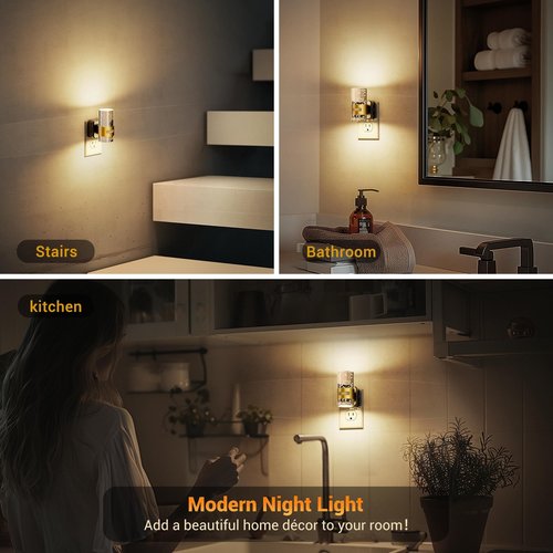 JandCase Motion Sensor Night Light, Night Lights Plug into Wall,2 Pack 3000K Soft White 0-100 LM Dimmable LED Night Light, Motion Activated Nightlight for Bathroom Hallway Decor