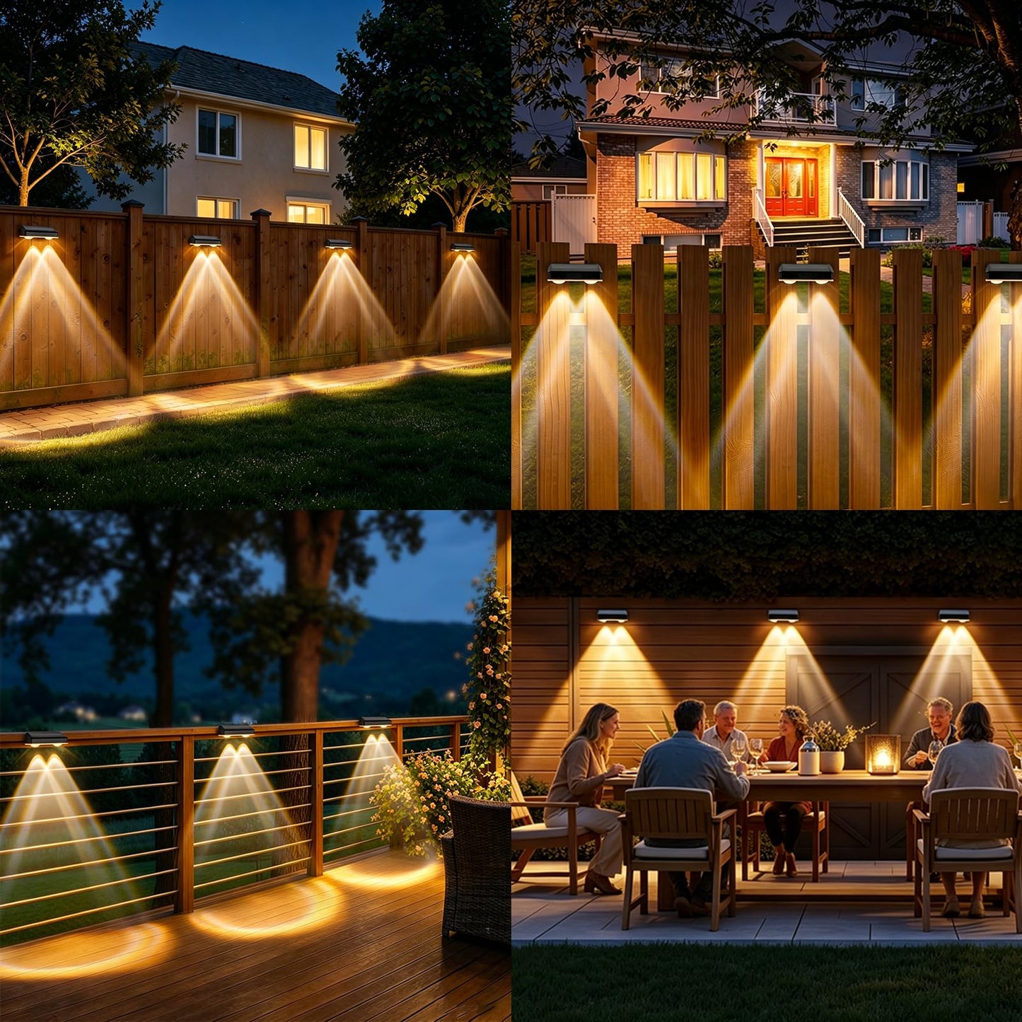 echosari Solar Fence Lights 8 Pack, 100 Lumen Ultra Bright Solar Wall Lights Outdoor Waterproof Lighting Auto ON/Off for Backyard Patio Railing Porch Step (2700K Warm White)