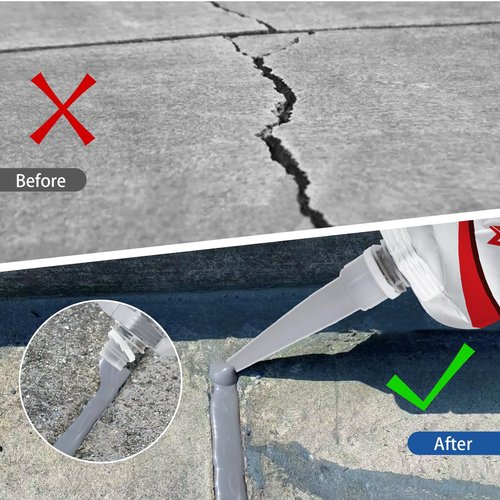 Concrete Crack Sealant, Premium Concrete Crack Filler, Weather-Resistant Caulking Glue,Quick-Drying & Waterproof Repair Adhesive for Slabs, Driveways, Sidewalks (2-Pack,2.19LB)